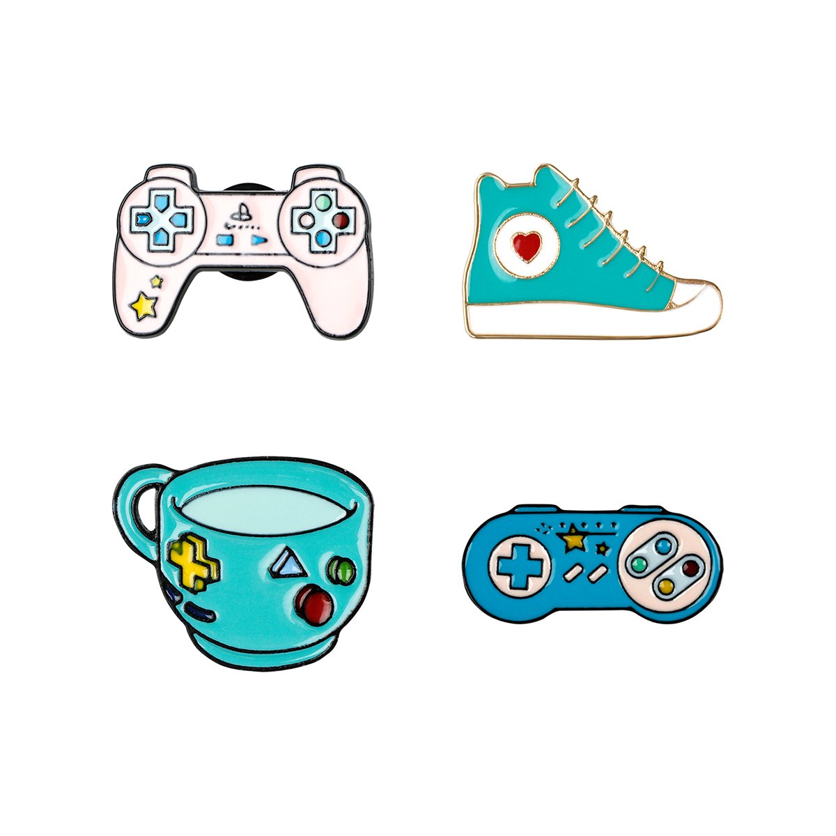 Набор металлических значков MESHU «Gamer's set», эмаль, 4шт