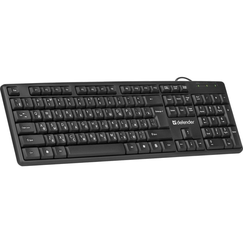 Клавиатура проводная DEFENDER Element HB-520, USB, 104 клавиши + 3 дополнительные клавиши, черная