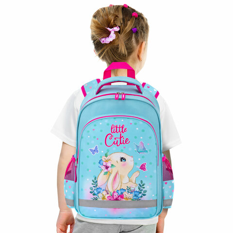 Рюкзак ПИФАГОР SCHOOL, 1 отделение, 3 кармана, «Pretty bunny», 38×28×14 см