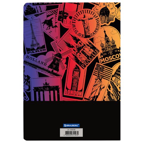 Тетрадь-словарь для записи английских слов, А5, 60 л., КОЖЗАМ, сшивка, клетка, «World», BRAUBERG