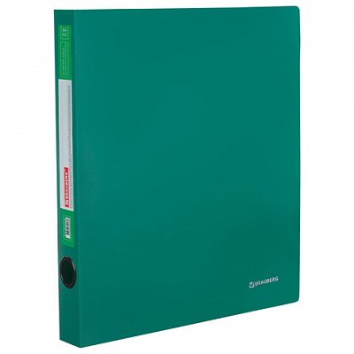 Папка на 2 кольцах BRAUBERG «Стандарт», 40 мм, зеленая, до 300 листов, 0.9 мм