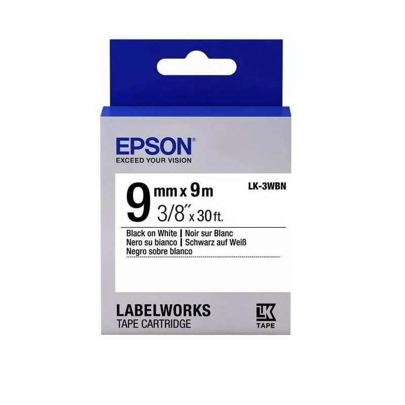 превью Картридж для принтера этикеток Epson LK3WBN (9 мм x 9 м, цвет ленты белый, шрифт черный)