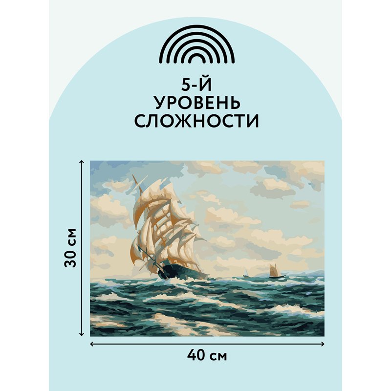 Картина по номерам на холсте ТРИ СОВЫ «Море», 30×40см, с акриловыми красками и кистями