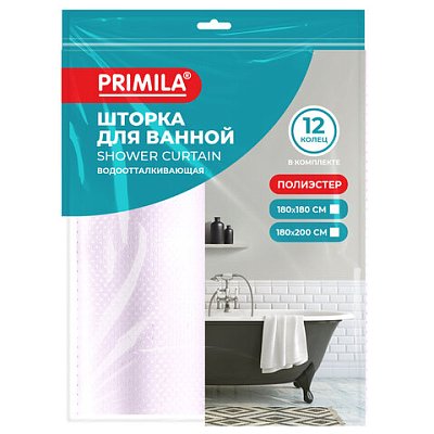 Шторка для ванной ПОЛИЭСТЕР, 180×180см, кольца в комплекте, ЛАВАНДОВЫЙ БРИЛЛИАНТ, PRIMILA