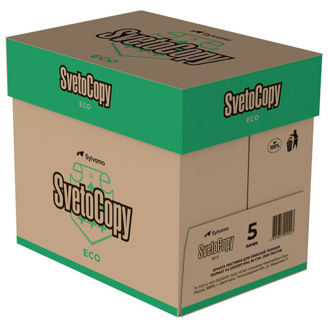 Бумага офисная А4, 80 г/м2, 500 л., SVETOCOPY ECO, белизна 60%, Sylvamo, Россия