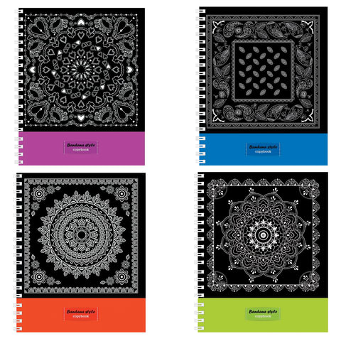 превью Тетрадь А5, 80 л., HATBER VK, спираль, клетка, обложка картон, «BANDANA STYLE» (4 вида), 80Т5C1сп