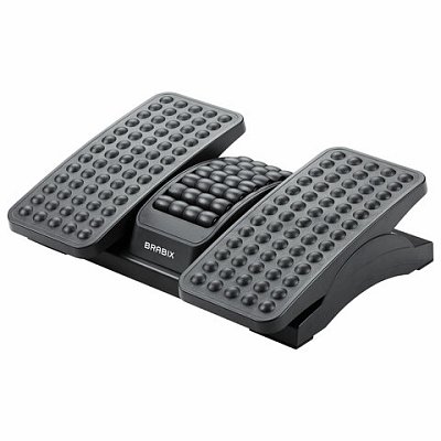 Подставка для ног BRABIX «Ultra 5» 43×32 см, массажер, регулировка угла наклона, 2 платформы