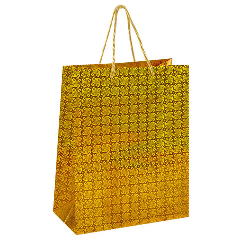Пакет подарочный 26×13x32 см (L), НАБОР 4 шт., 4 дизайна, голография, ЗОЛОТАЯ СКАЗКА