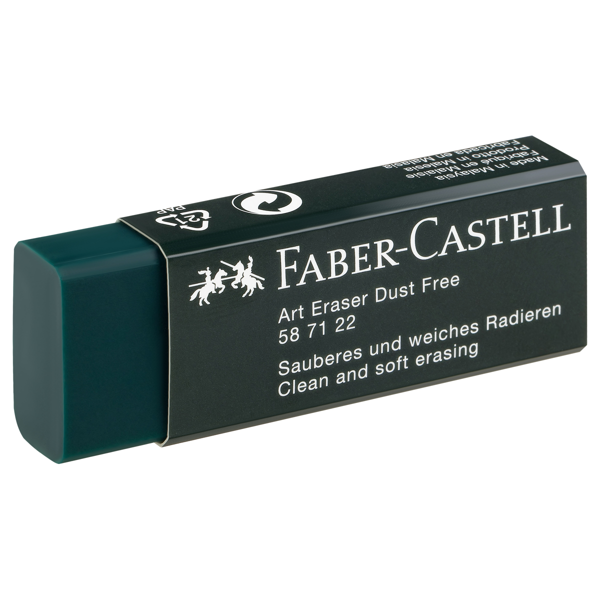 превью Ластик Faber-Castell «Dust-Free», прямоугольный, картонный футляр, 45×22×13мм, темно-зеленый