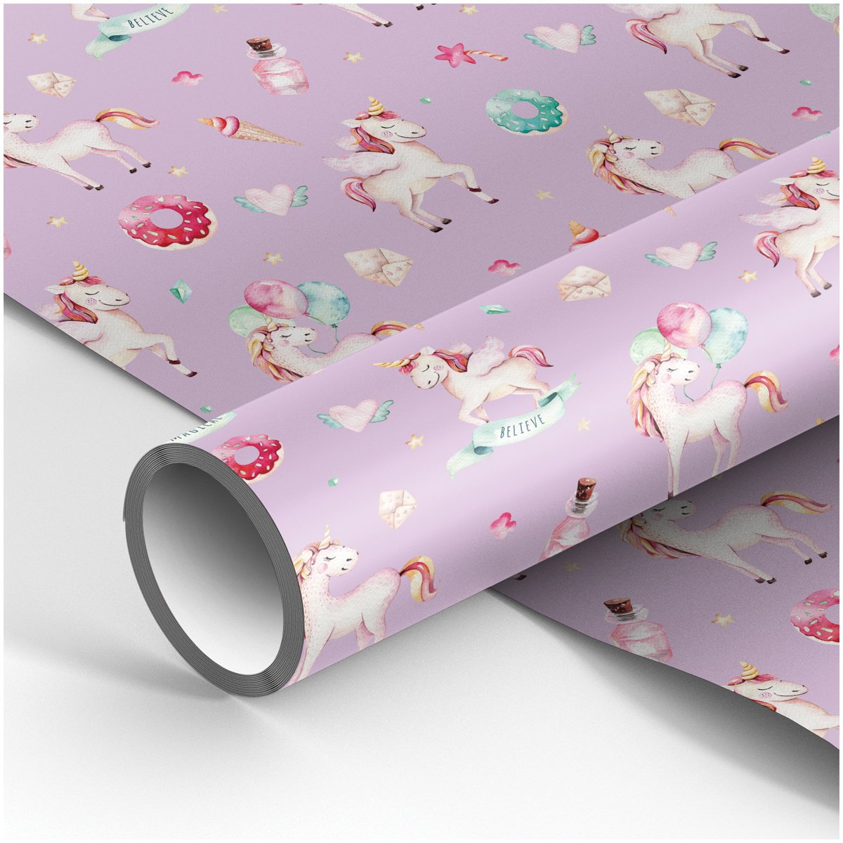 превью Упаковочная бумага глянц. 70×100см, MESHU «Единорожки», 80г/м2