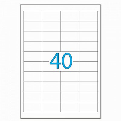 Этикетка самоклеящаяся LOMOND на листе формата А4, 40 этикеток, размер 48.5×25.4 мм, белая, 50 л. 