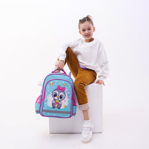 Рюкзак ПИФАГОР SCHOOL, 1 отделение, 3 кармана, «Smart penguin», 38×28×14 см