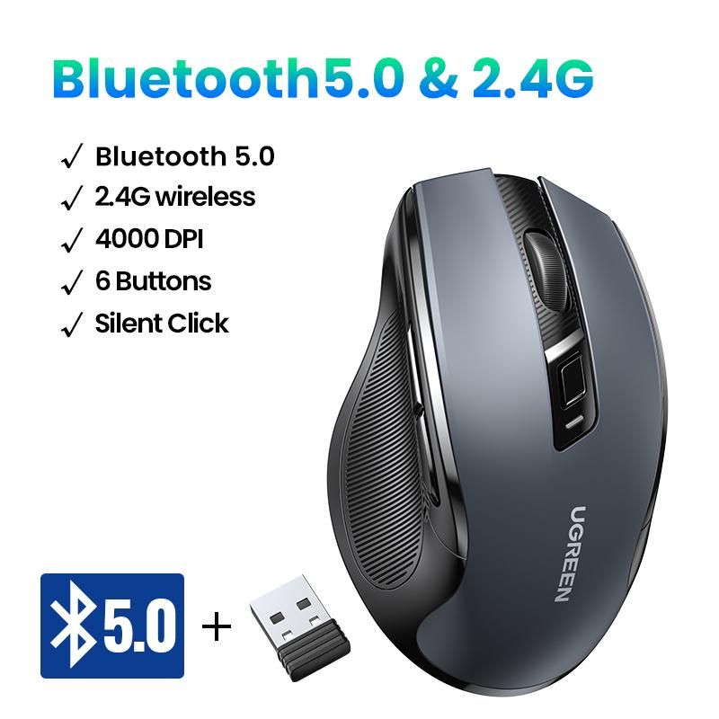 Мышь компьютерная Ugreen MU006 (90545) 2.4G 4000dpi/черный/WLS