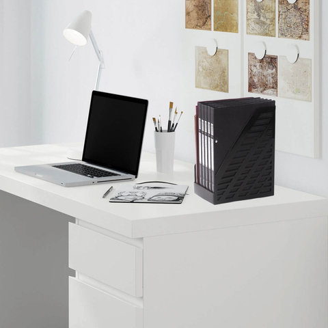 Лоток вертикальный для бумаг BRAUBERG «MAXI-plus» (250×160×300 мм), сетчатый, черный