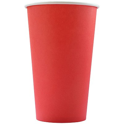 Стакан одноразовый для холодных и горячих напитков Комус Эконом бумажный красный 400 мл 50 штук в упаковке
