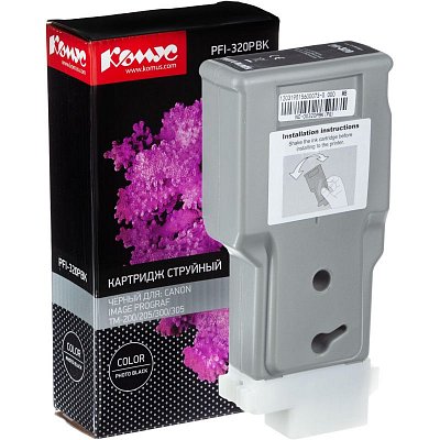 Картридж струйный Комус PFI-320BK (2890C001) чер. для TM-200/205/300/305