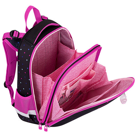 Ранец BRAUBERG PREMIUM, 2 отделения, с брелоком, «Pink lava», 38×29х16 см