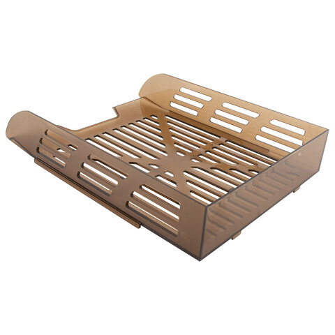 Лоток горизонтальный для бумаг BRAUBERG ECO, 330×245х65 мм, сетчатый, дымчатый