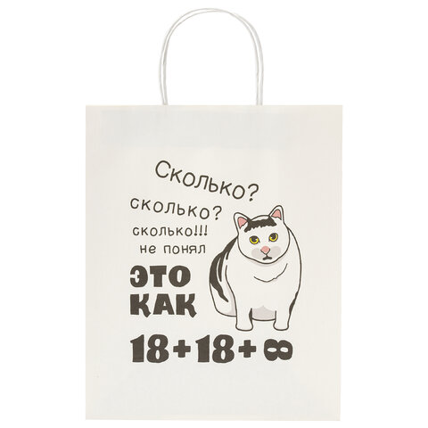 Пакет подарочный (1 штука) 26×13х32 см (L) «Сколько», крафт, ЗОЛОТАЯ СКАЗКА
