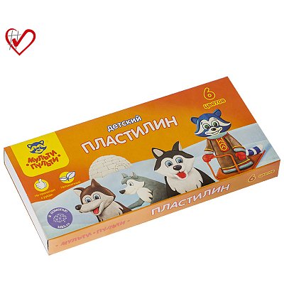 Пластилин Мульти-Пульти «Енот на Аляске», 06 цветов, 90г, со стеком, картон