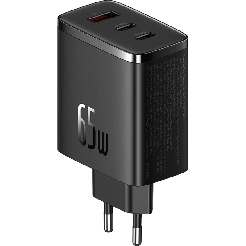 Зарядное устройство сетевое Baseus Cube Pro USB-Cx2+A 65W черный