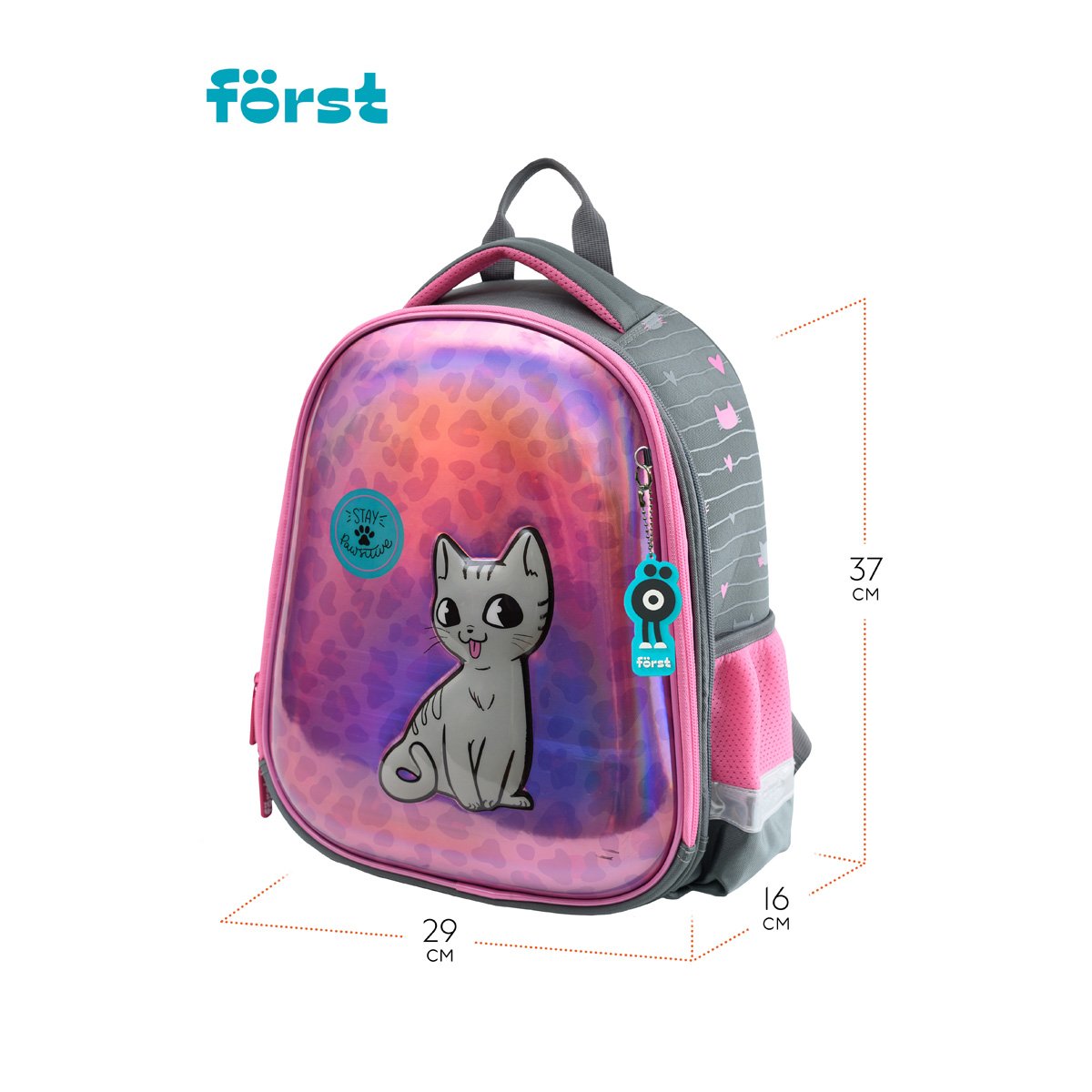 Ранец Först F-Glow «PAWsitive» 37×29.5×16 см, 2 отделения, 2 кармана, анатомическая спинка