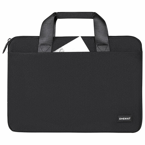 Сумка портфель HEIKKI ULTRA (ХЕЙКИ) с отделением для ноутбука 15.6", Total black, черная, 28×39х3 см