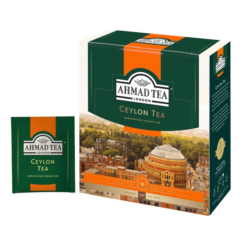 Чай AHMAD (Ахмад) «Ceylon Tea», черный, 100 пакетиков с ярлычками по 2 г