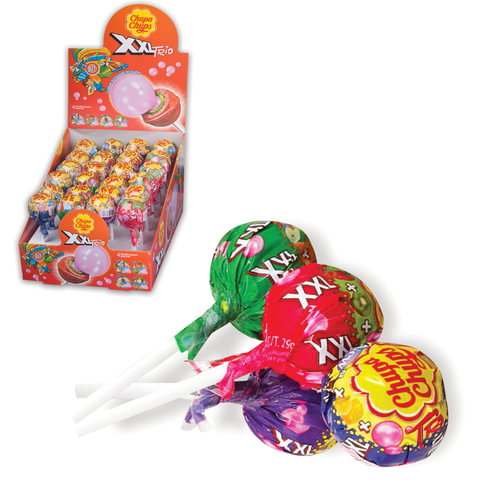 превью Карамель CHUPA CHUPS (Чупа-Чупс) «XXL Trio» с жевательной резинкой, ассорти, 29 г