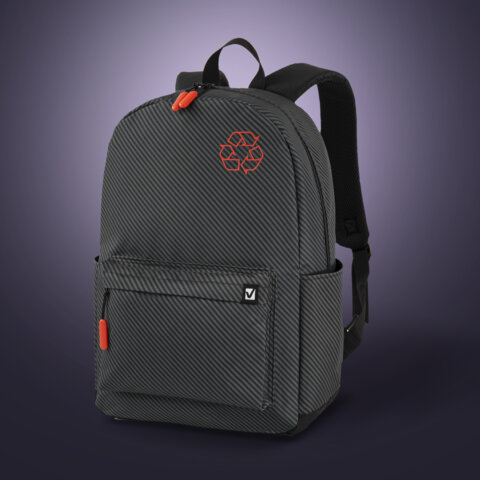 Рюкзак BRAUBERG ENERGETIC универсальный, эргономичный, «Recycle», черный, 43×30х16 см