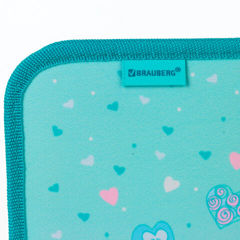 Пенал без наполнения BRAUBERG, 1 отделение, 1 откидная планка, ткань, 20×14 см, «Girl», 229283