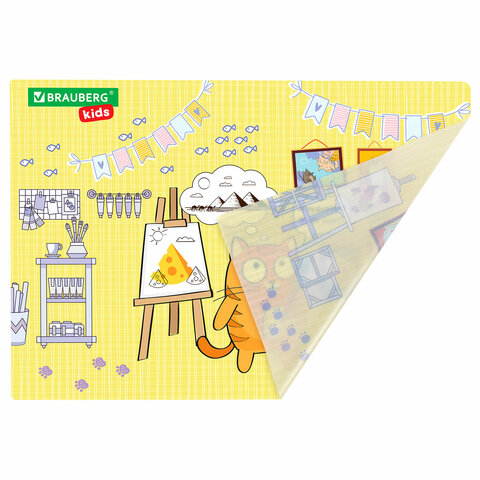 Настольное покрытие BRAUBERG KIDS для труда и творческих занятий, ПВХ, «Artist», 50×35 см
