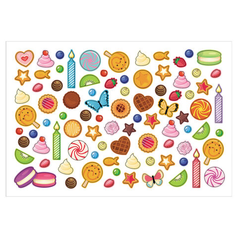 Наклейки бумажные с игровым полем НАБОР 2л, 184 наклейки, Сладкое настроение, HTB,2Н5н, ш/к65803