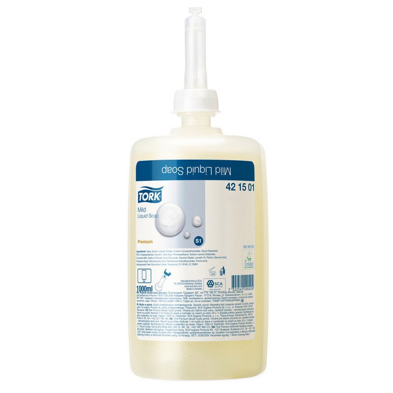 Картридж с жидким мылом Tork S1 421501/420501 жидкое мыло 1 л (для дозаторов арт. 330683, 330684)