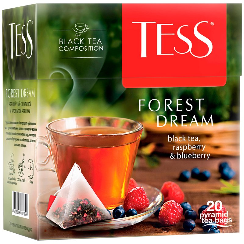 Чай Tess Forest Dream черный с лесными ягодами 20 пакетиков