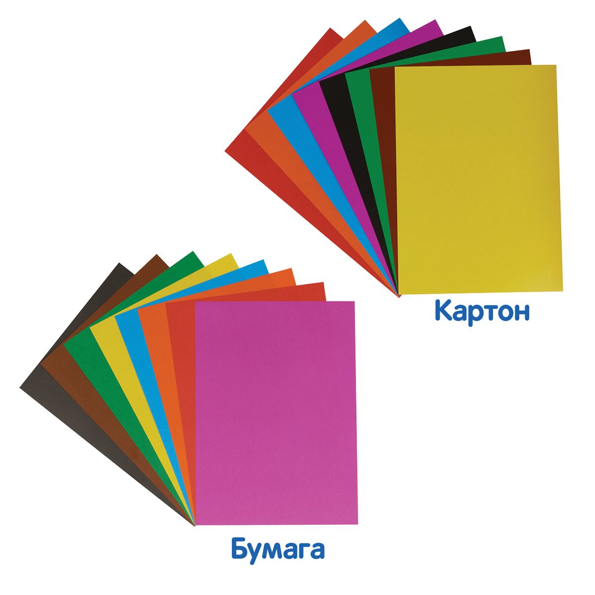Набор цветной бумаги (8л.,8цв., двуст. офсет) и картона (8л.,8цв., мелов. ) A4, Мульти-Пульти, в папке