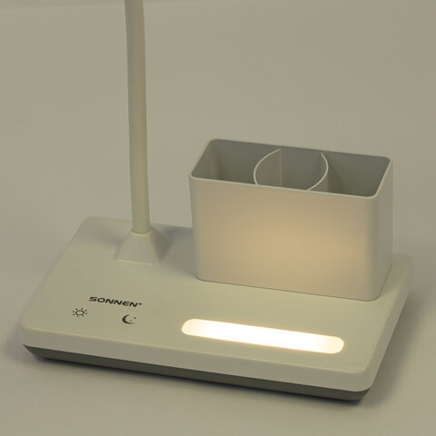 Настольная лампа / светильник беспроводная SONNEN PT-301, органайзер, USB, LED, 4 Вт, 3 режима