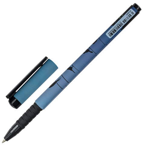Ручка шариковая BRAUBERG SOFT TOUCH GRIP «NIGHT CITY», СИНЯЯ, мягкое покрытие, узел 0.7 мм