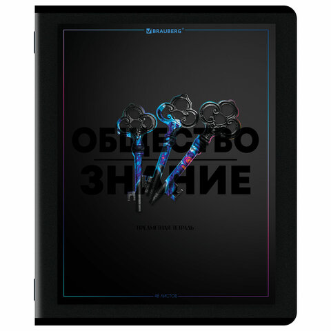 Тетради предметные, КОМПЛЕКТ 12 ПРЕДМЕТОВ, 48 л., матовая ламинация, лак, BRAUBERG «MAJESTIC BLACK»