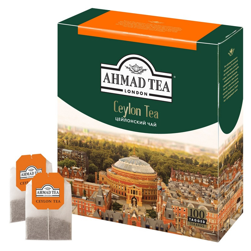 Чай AHMAD (Ахмад) «Ceylon Tea», черный, 100 пакетиков с ярлычками по 2 г