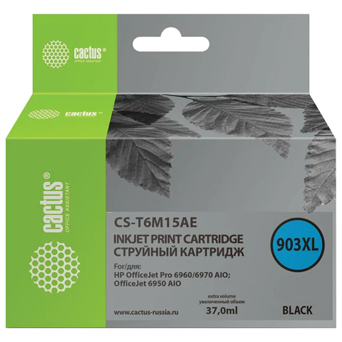 превью Картридж струйный CACTUS (CS-T6M15AE) для HP OfficeJet Pro 6950/6960/6970, черный