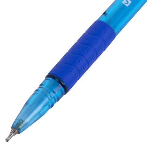Ручка шариковая масляная с грипом BRAUBERG GLASSY TONE, СИНЯЯ, узел 0.7 мм, линия письма 0.35 мм