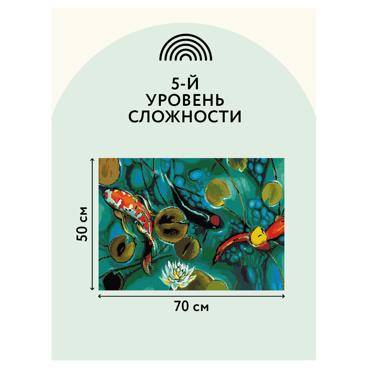 Алмазная мозаика ТРИ СОВЫ «Японские карпы», 50×70см, холст, картонная коробка с пластиковой ручкой