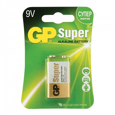 Батарейка GP Super F8/КРОНА/6LR61, 9В, алкалиновая, 1 шт. в блистере