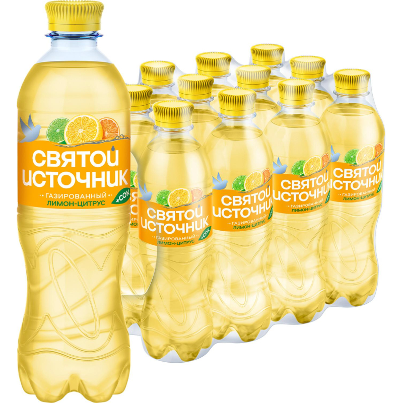 Напиток Святой Источни Вода + Сок со вкусом цитрусов, газ ПЭТ 0.5л