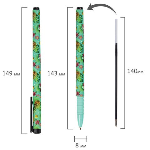 Ручка шариковая BRAUBERG SOFT TOUCH GRIP «PINEAPPLE», СИНЯЯ, мягкое покрытие, узел 0.7 мм