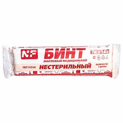 Бинт марлевый нестерильный 14 см х 7 мплотность 32 (±2) г/м2индивидуальная упаковкаNF