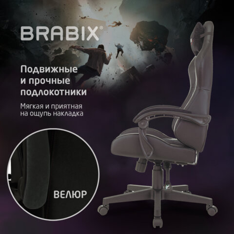 Кресло компьютерное BRABIX «Striker GM-121»синхромеханизм2 подушкиэкокожа/велюрчерное532962