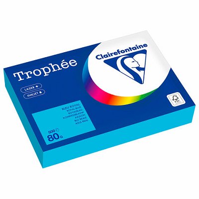 Бумага цветная CLAIREFONTAINE, А4, 80 г/м2, 500 л., интенсив, королевский синий, Франция