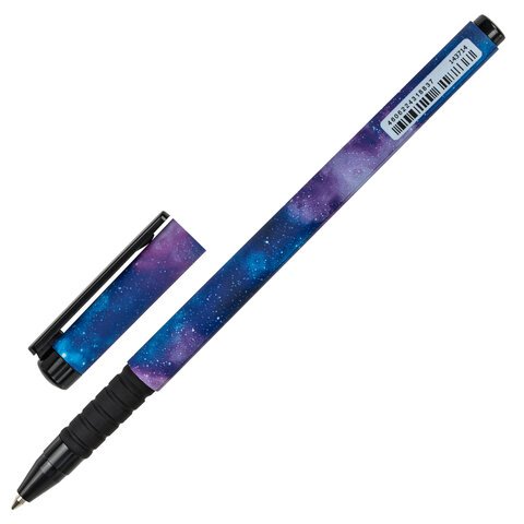 Ручка шариковая BRAUBERG SOFT TOUCH GRIP «SPACE», СИНЯЯ, мягкое покрытие, узел 0.7 мм